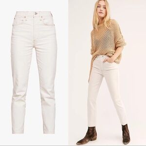 3x1 • Claudia jeans slim cropped high waist straight leg Pale Stone beige ecru